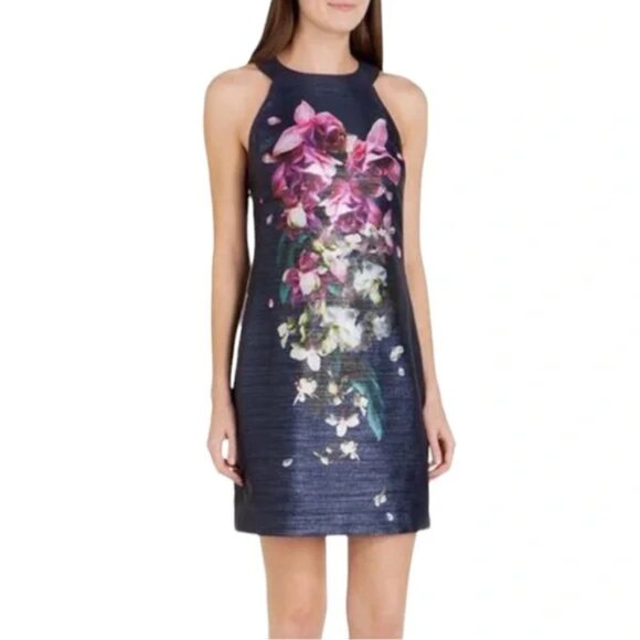 Ted Baker Therese Metallic Floral Dress | Ted 0 US 2 - Picture 1 of 7